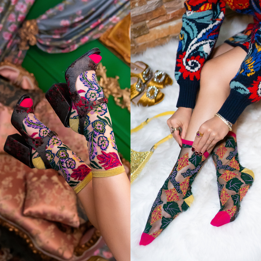 Sock candy holiday floral socks fancy socks for women